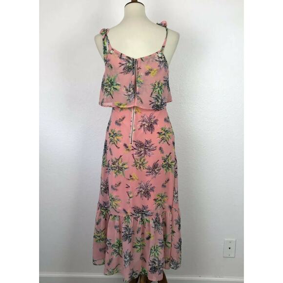 Line + Dot Tropical Print Ruffled Midi Tank Dress - Picture 4 of 12